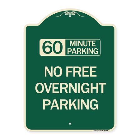 SIGNMISSION 60 Minute Parking No Free Overnight Parking Heavy-Gauge Aluminum Sign, 24" x 18", G-1824-24368 A-DES-G-1824-24368